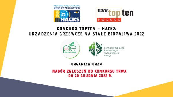 Konkurs TOPTEN-HACKS Urządzenia grzewcze na stałe biopaliwa 2022
